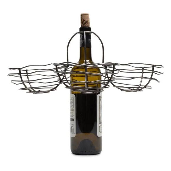 Kalalou Wire Wine Bottle Topper Quad Basket Snack Holder‎ Event Decor - Picture 1 of 6